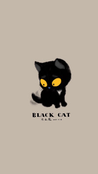 可爱手绘小黑猫