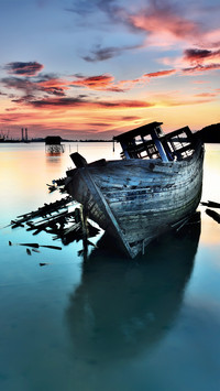 A damaged ship