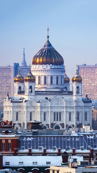 Cathedral of christ the saviour church in winter moscow