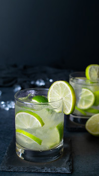 Brazilian traditional cocktail Caipirinha with lime