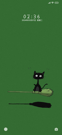 简约绿色小黑猫