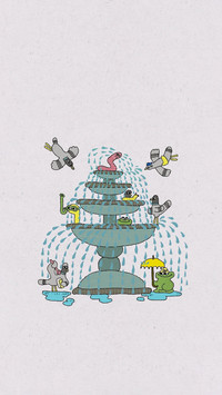 可爱动物线条壁纸-锐景创意