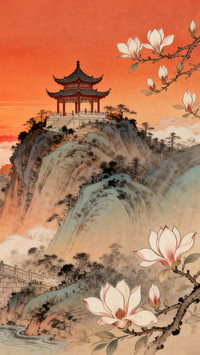 Ancient style mountains waters pavilions bridges