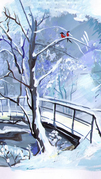 Oil painting on ice and snow