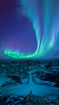 Northern Lights at Aldeyjarfoss, Iceland