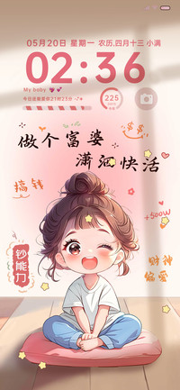 光影文字发财女孩