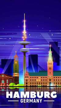 Hamburg Germany night city skyline