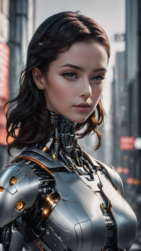 A sleek and modern woman robot
