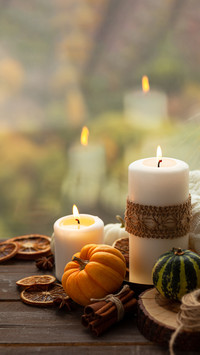 Autumn composition with candles