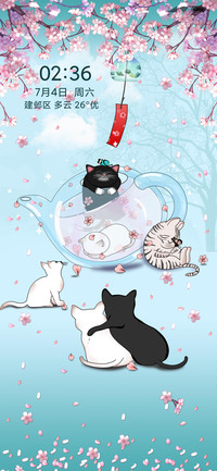 樱花树下的猫咪