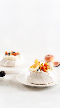 Homemade delicious mini Pavlova meringue cakes