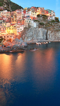 Night fishing village manarola cinque terre italy