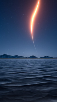 Blue lines shining in the starry sky