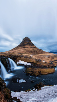 Spectacular sky above the scenery and waterfalls