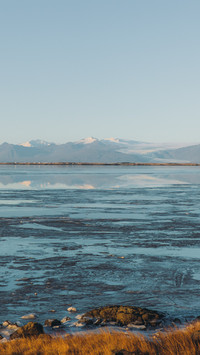 Beautiful snowy scenery in Iceland during winter.