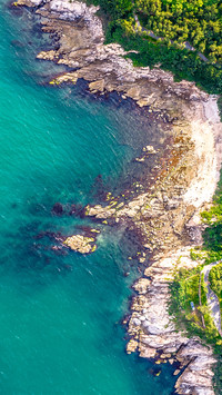 Aerial view of the coastline