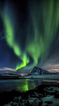 Sea with Northern Light Aurora