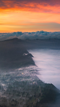 Fire clouds over east java