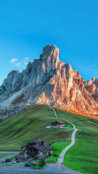 Scenic view on Passo Giau in Dolomites national park, Italy