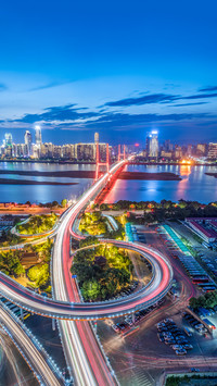 Shanghai interchange overpass and elevated road in nightfall