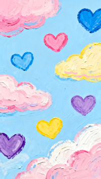 Oil painting style loving clouds