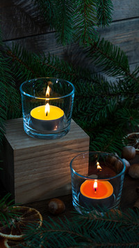 Two Light Candles with Christmas