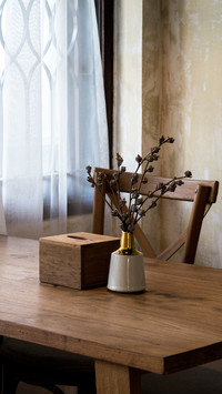 Vase on wood table in living room