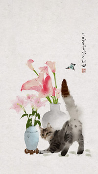 瓶中春色 猫趣横生