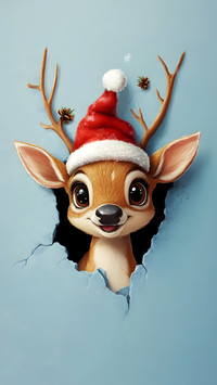 Festive Santa Peeking, Bringing Joy Through the Cardboard