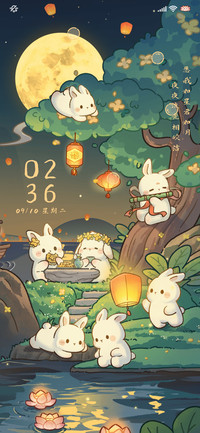 国风兔兔花好月正圆