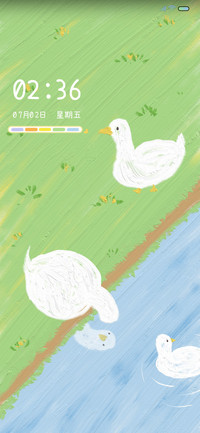 油画夏日鸭