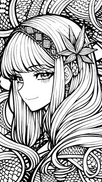 Black and white anime beauty illustration