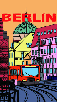 Vector illustration of Berlin city skyline annotations