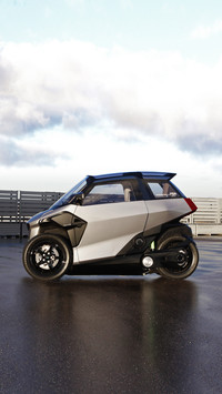 A science fiction car sitting alone