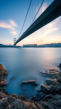 The magnificent cross-sea bridge in Hong Kong