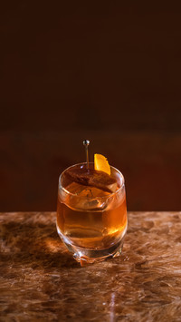 Elevated Old Fashion cocktail in the making