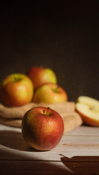 Red apples from the garden healthy food dark mood