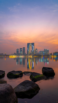 The sunset glow at the eastern gate