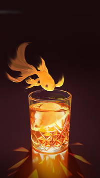 Goldfish Swimming Towards the Cup