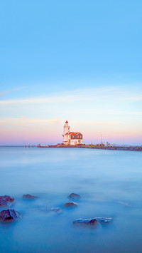 A classical long exposure shot of the lighthouse