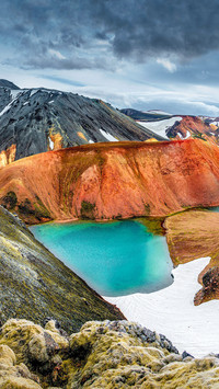 Colorful Icelandic Landmannalaugar volcanic mountains