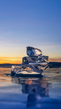 Lake Baikal ice pile in Russia
