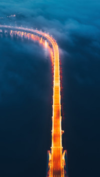 A crosssea bridge in the mist