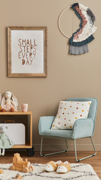 Child Room with Mint Armchair, Toys and Teddy Bear