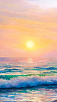 Oil painting by the sea