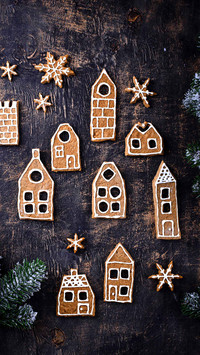 Christmas cookies in shape of gingerbread house