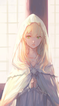 金发少女的洁白纱裙