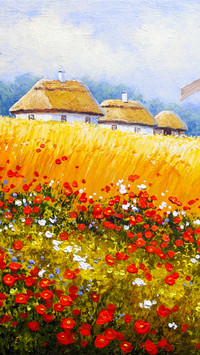Rural Countryside Farmland Oil Painting