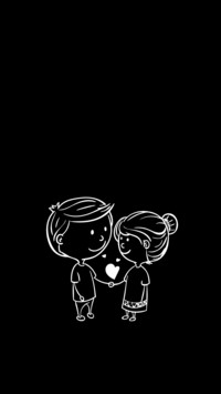 Black and White Simple Love Phone Wallpaper