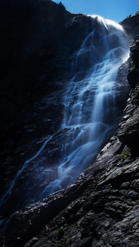 The upward viewing angle of the bulgarian waterfall